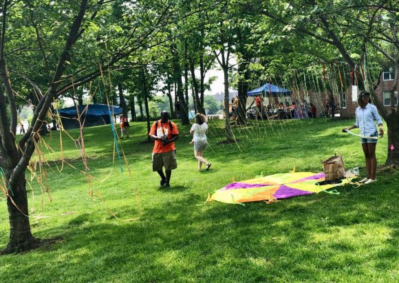 Scenes From FIGMENT NYC 2019, Early in Lighthouse Park Weightless streamers caught sun and a gentle breeze.